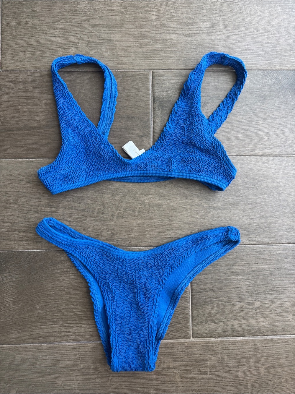 bond-eye Electric Blue Textured Bikini Set